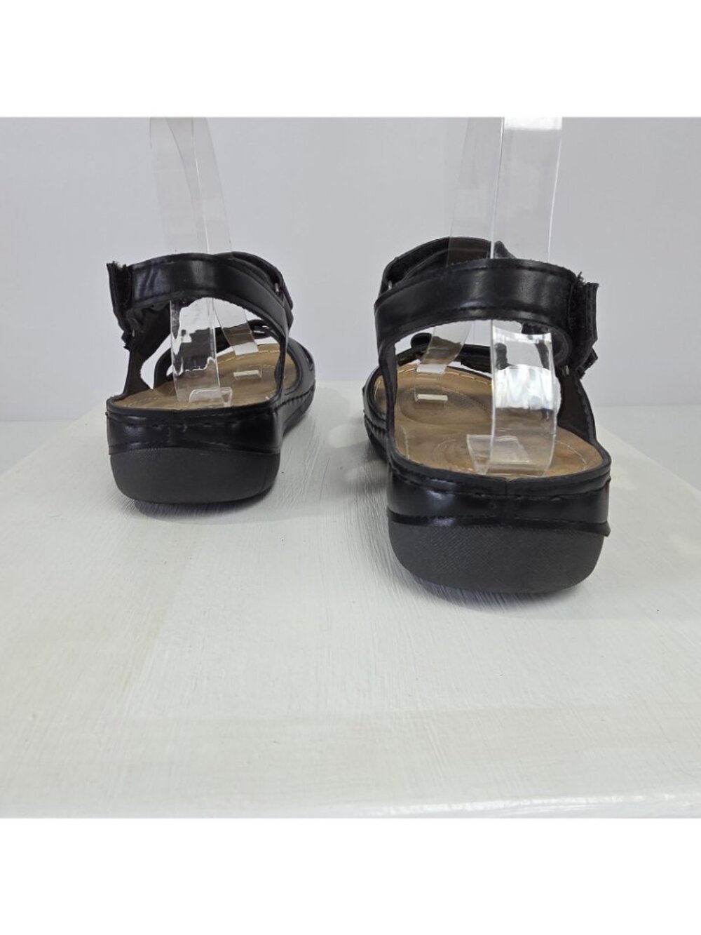 Soft Walker Sandals Womens Size 7.5 Black Slingback Wedge Comfort Shoes - Picture 5 of 12